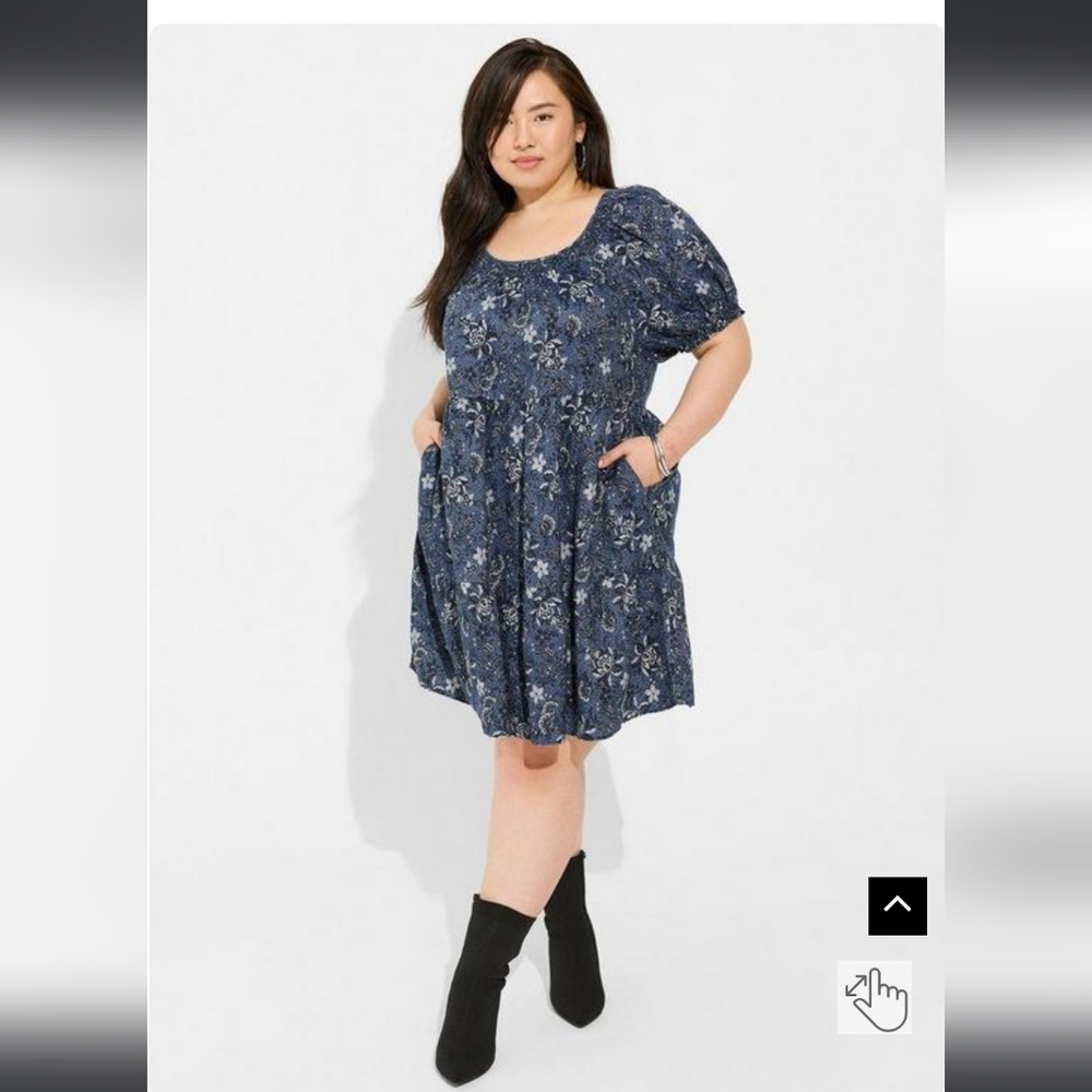 NWT Torrid Mini Chambray Puff Sleeve Smocked Dress 18/20 (Torrid Sz 2)